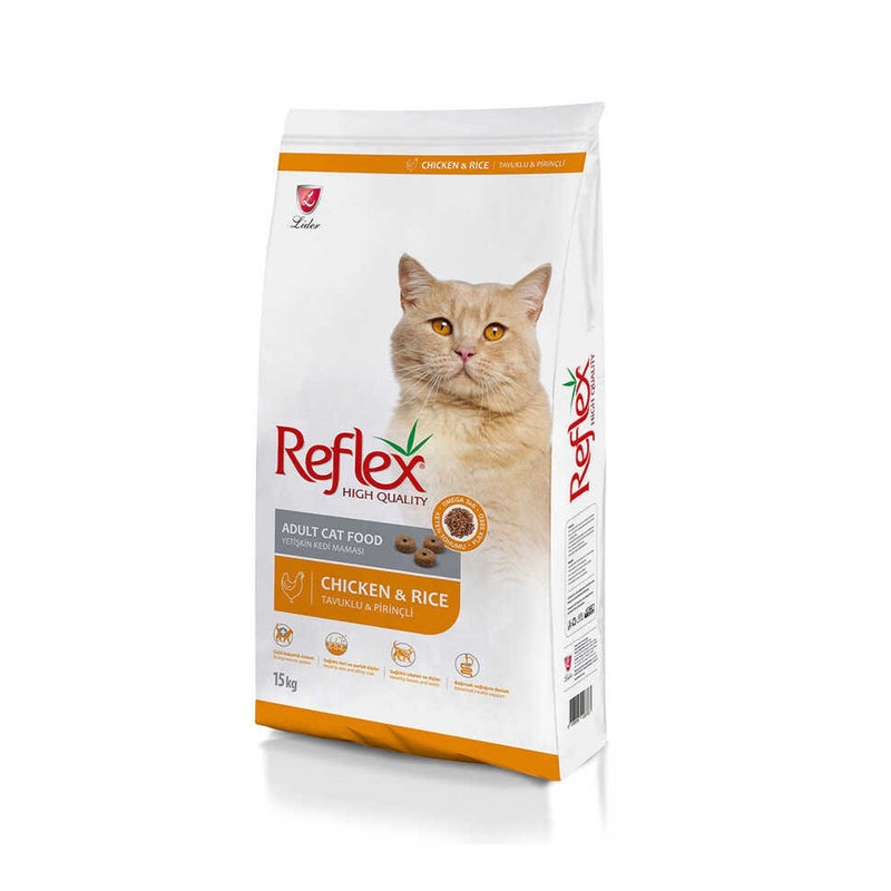 Reflex High Quality Adult Chicken and Rice Dry Cat Food - 15 Kg