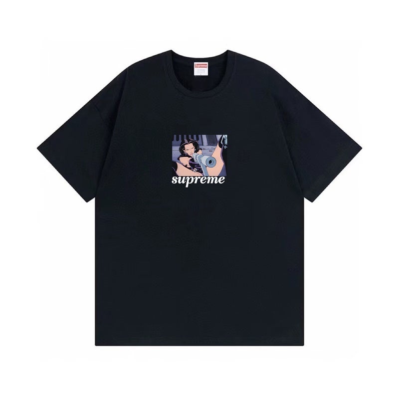SUPREME 26FW New Trendy SUP American Retro Letter Print All-Match Short Sleeve T-Shirt - Image 1