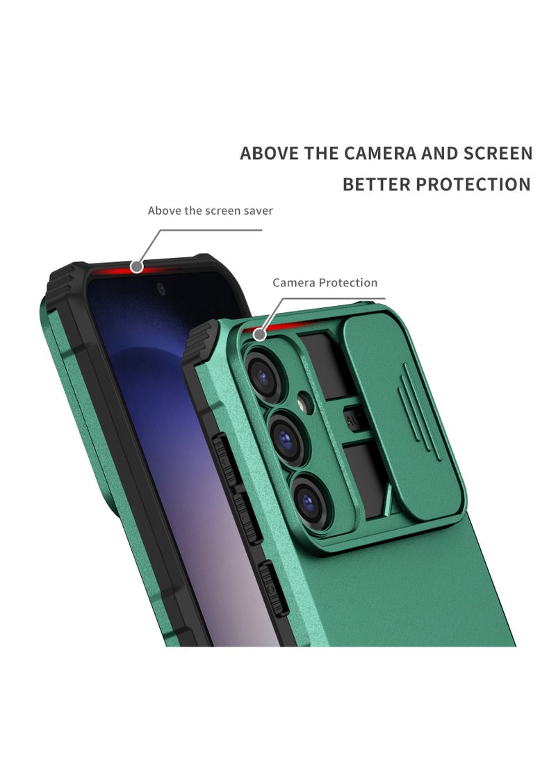 Generic - Samsung Galaxy S23 FE 5G Green Mobile Phone Case Cover, Innovative Telescopic Bracket, Sliding Protection Camera Window, Bumper Shockproof Phone Back Cover - Image 1