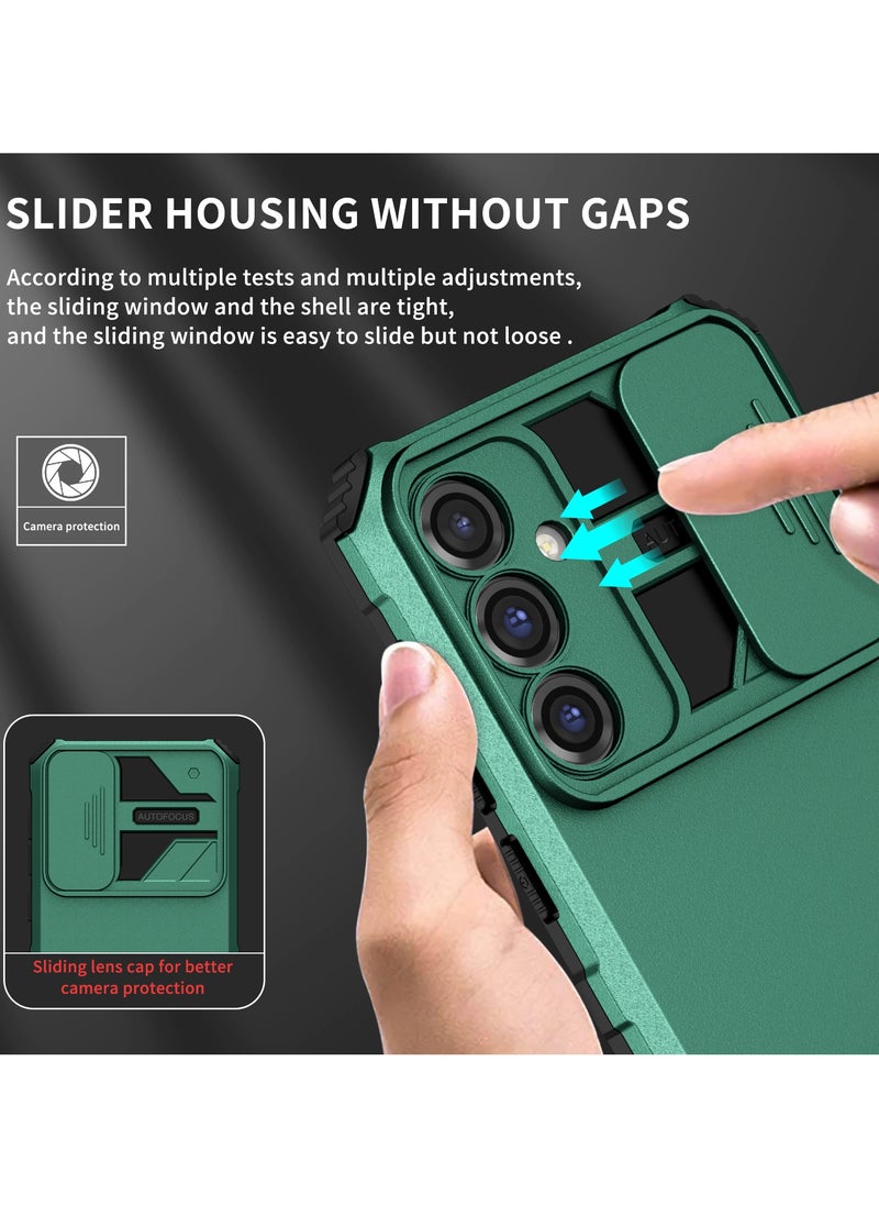 Generic - Samsung Galaxy S23 FE 5G Green Mobile Phone Case Cover, Innovative Telescopic Bracket, Sliding Protection Camera Window, Bumper Shockproof Phone Back Cover - Image 1
