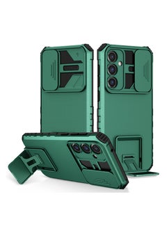 Samsung Galaxy S23 FE 5G Green Mobile Phone Case Cover, Innovative Telescopic Bracket, Sliding Protection Camera Window, Bumper Shockproof Phone Back Cover