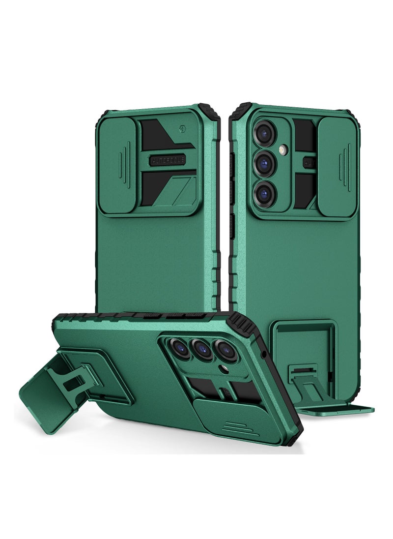 Generic - Samsung Galaxy S23 FE 5G Green Mobile Phone Case Cover, Innovative Telescopic Bracket, Sliding Protection Camera Window, Bumper Shockproof Phone Back Cover - Image 1