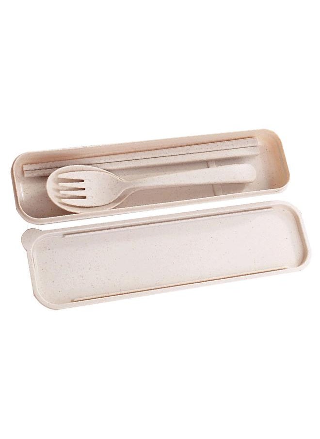 Reusable Travel Utensils Set with Case Portable Chopstick Fork Spoon Tableware Eco Friendly Cutlery Picnic Camping Utensils Nordic Beige