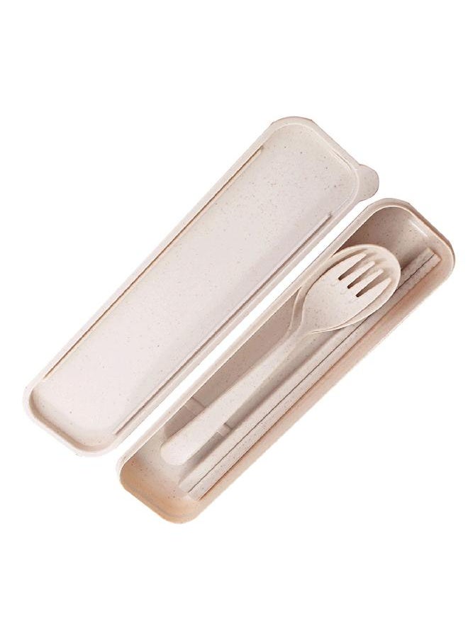 Reusable Travel Utensils Set with Case Portable Chopstick Fork Spoon Tableware Eco Friendly Cutlery Picnic Camping Utensils Nordic Beige