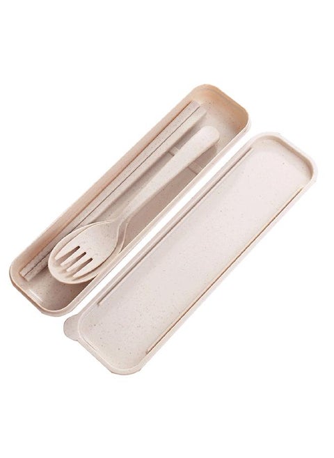 Reusable Travel Utensils Set with Case Portable Chopstick Fork Spoon Tableware Eco Friendly Cutlery Picnic Camping Utensils Nordic Beige