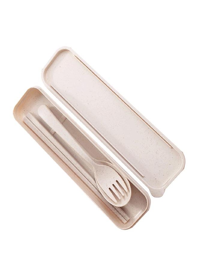 Reusable Travel Utensils Set with Case Portable Chopstick Fork Spoon Tableware Eco Friendly Cutlery Picnic Camping Utensils Nordic Beige