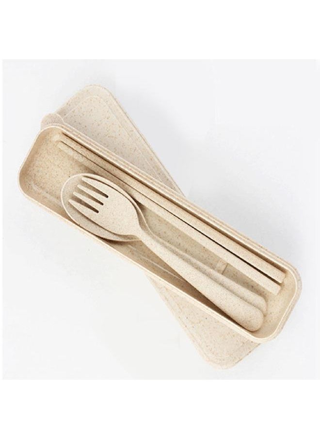 Reusable Travel Utensils Set with Case Portable Chopstick Fork Spoon Tableware Eco Friendly Cutlery Picnic Camping Utensils Nordic Beige