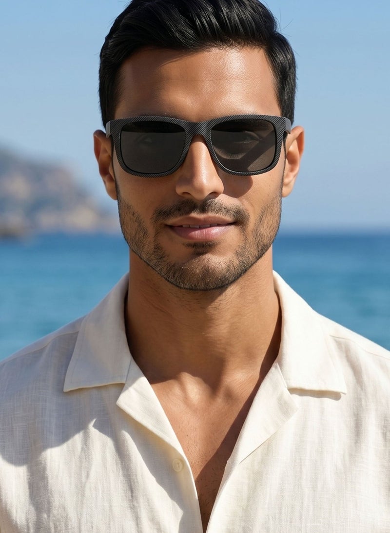 Polarized Sport Sunglasses Unisex, Carbon Fiber Textured Frame, UV400 Driving, Matte Black - Image 2