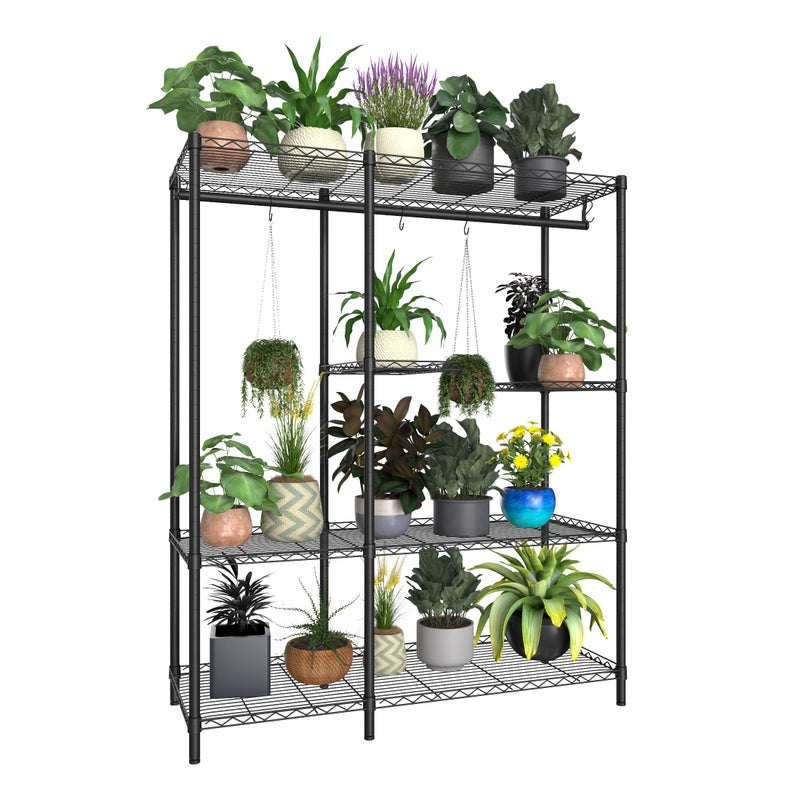 Xiofio Xiofio 5Tier Plant Stand for Indoor Outdoor Large Reinforced Plant Shelf for Hanging Multiple Plants Plant Rack Adjustable Plant Stand Suitable for Bedroom Living Room Balcony GardenBlack 