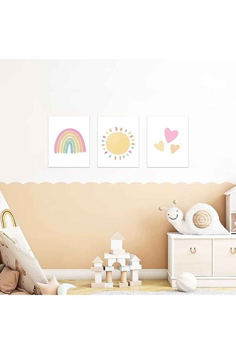 PRINTOVA Rainbow Sun Hearts Wall Art Prints - Set of 3 Posters for Nursery, Baby, or Kid's Room Decor, Room Decoration - 8x10 inch Unframed - Image 5