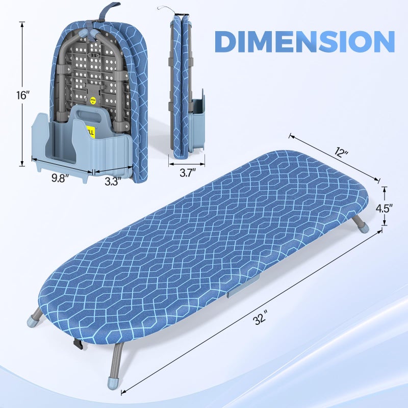 APEXCHASER Ironing Board Small with Iron Holder, Tabletop Small Iron Board with 2 Heat Resistant Ironing Covers, Portable Tabletop Ironing Board with Non-Slip Feet for Home Travel Use - Image 2