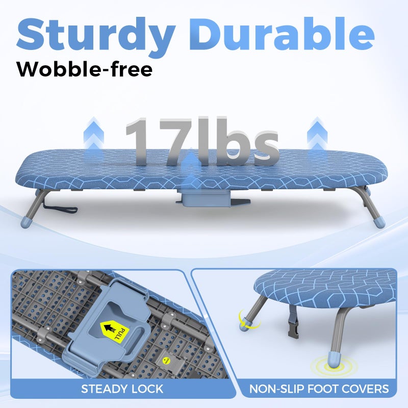 APEXCHASER Ironing Board Small with Iron Holder, Tabletop Small Iron Board with 2 Heat Resistant Ironing Covers, Portable Tabletop Ironing Board with Non-Slip Feet for Home Travel Use - Image 5