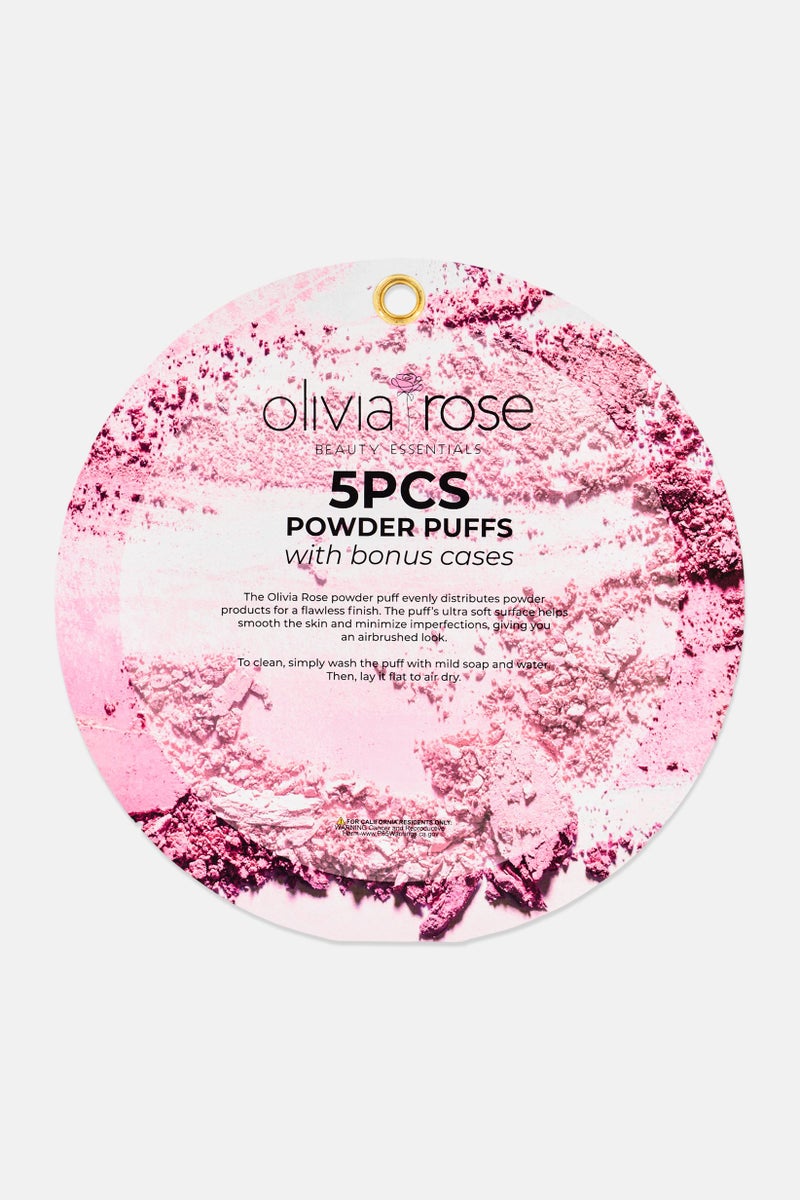 Olivia Rose 5 Pieces Triangle Powder Puffs With Bonus Case Set, Pink - Image 3