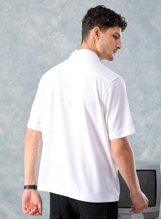 ذا انديان كراج كو Men Boxy Fit Solid Half Sleeves Cuban collar Street Wear Shirt