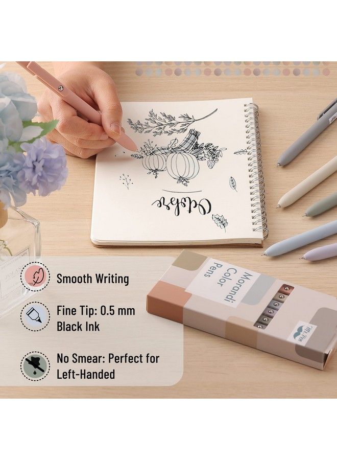 Mr. Pen Retractable Gel Pens 6 Pack Morandi Barrels Black Gel Pens Fast Dry Gel Pens Fine Point 0.5Mm Retractable Pens Cute Pens Gel Ink Pens Black Pens Aesthetic Pens For Journaling - Image 5