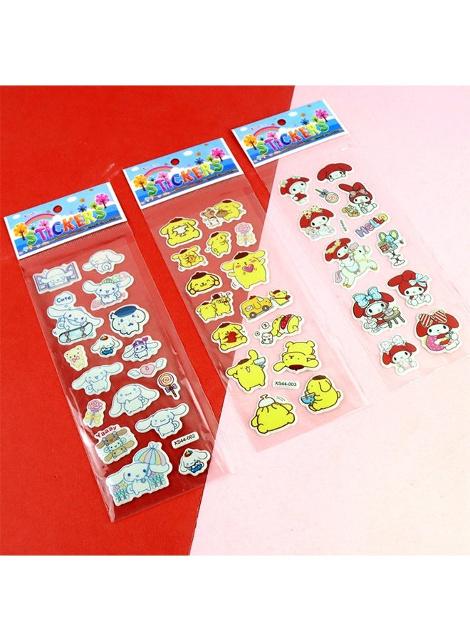 سانريو ١٢ ورقة من ملصقات سانريو الفقاعية، ملصقات كرتونية ثلاثية الأبعاد للأطفال من مادة PVC، بتصميم قطة Kt. - Image 4