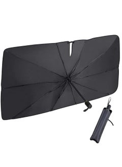 BGM Car Sun Shade Umbrella (55x31inches) Upgraded Design - Titanium Silver Foldable Car Sunshade for Front Windshield (Heat Insulation Protection) - Covers for Most Cars and SUVs  - Image 1