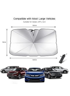 BGM Car Sun Shade Umbrella (55x31inches) Upgraded Design - Titanium Silver Foldable Car Sunshade for Front Windshield (Heat Insulation Protection) - Covers for Most Cars and SUVs  - Image 4
