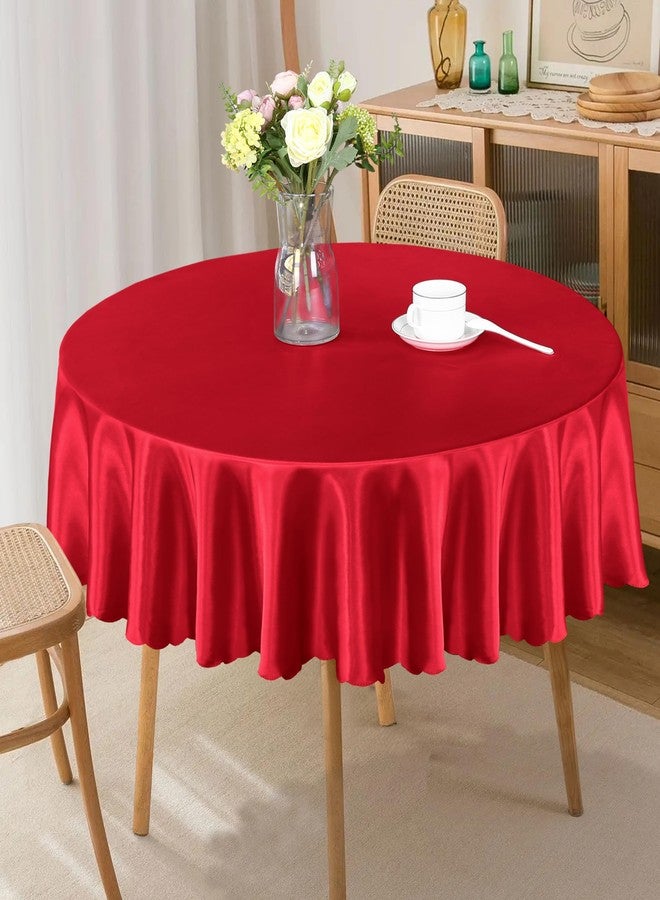 Homiest 1 Pack 60 Inch / 5ft Round Tablecloth Satin Table Cover, Red Table Cloth Overlay Bright Table Decorations, Silky Satin Dining Table Cloths for Wedding Reception Graduation Banquet - Image 3