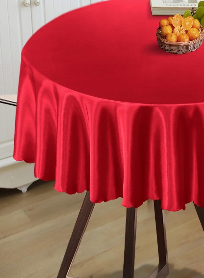 Homiest 1 Pack 60 Inch / 5ft Round Tablecloth Satin Table Cover, Red Table Cloth Overlay Bright Table Decorations, Silky Satin Dining Table Cloths for Wedding Reception Graduation Banquet - Image 2