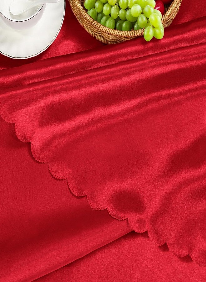 Homiest 1 Pack 60 Inch / 5ft Round Tablecloth Satin Table Cover, Red Table Cloth Overlay Bright Table Decorations, Silky Satin Dining Table Cloths for Wedding Reception Graduation Banquet - Image 4