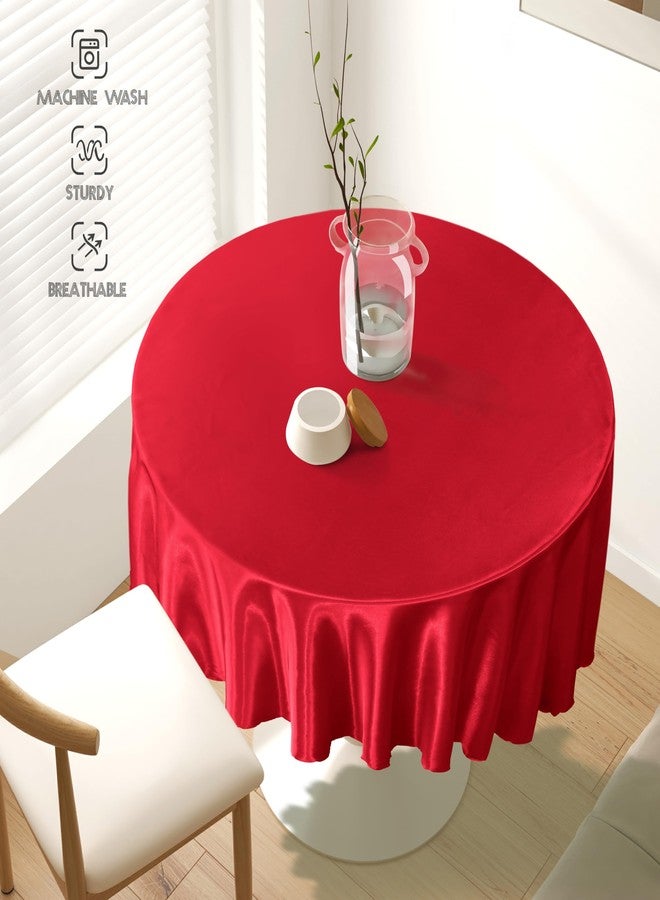 Homiest 1 Pack 60 Inch / 5ft Round Tablecloth Satin Table Cover, Red Table Cloth Overlay Bright Table Decorations, Silky Satin Dining Table Cloths for Wedding Reception Graduation Banquet - Image 5