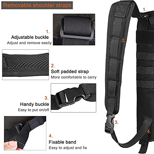 KRATARC Archery Lightweight Back Arrow Quiver Dual Use Foldable Compact Hip Arrows Bag with Molle System Hanged for Target Shooting (Black- diameter 3.5'') - Image 3