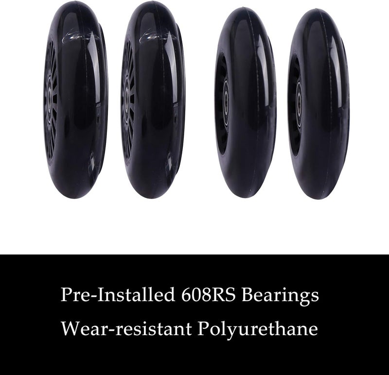 WHEELGOO Wiggle Car Polyurethane Replacement Wheels Set (Front,2P Light Up), Swing Car Wheels Pack (Rear,2P Narrower) Upgrade for Ride-on Toys (Black) - Image 4