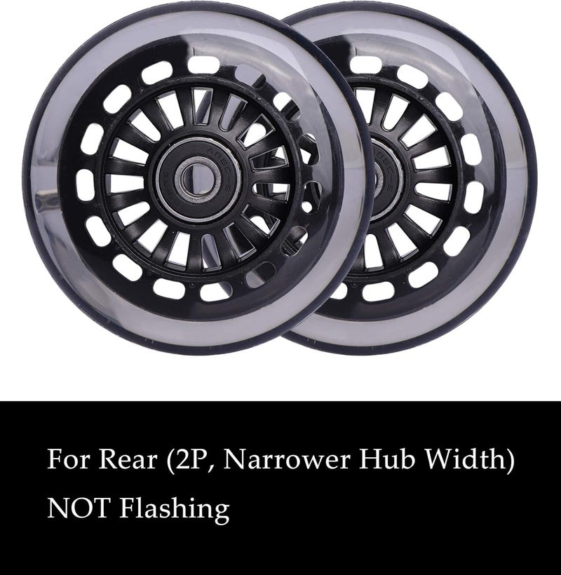 WHEELGOO Wiggle Car Polyurethane Replacement Wheels Set (Front,2P Light Up), Swing Car Wheels Pack (Rear,2P Narrower) Upgrade for Ride-on Toys (Black) - Image 3