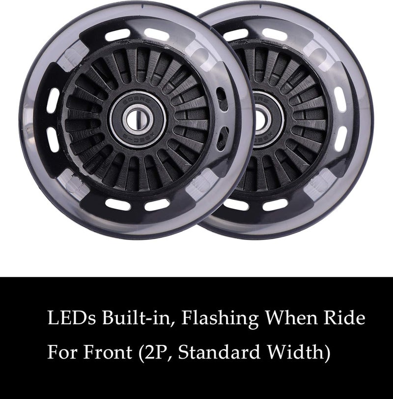 WHEELGOO Wiggle Car Polyurethane Replacement Wheels Set (Front,2P Light Up), Swing Car Wheels Pack (Rear,2P Narrower) Upgrade for Ride-on Toys (Black) - Image 2