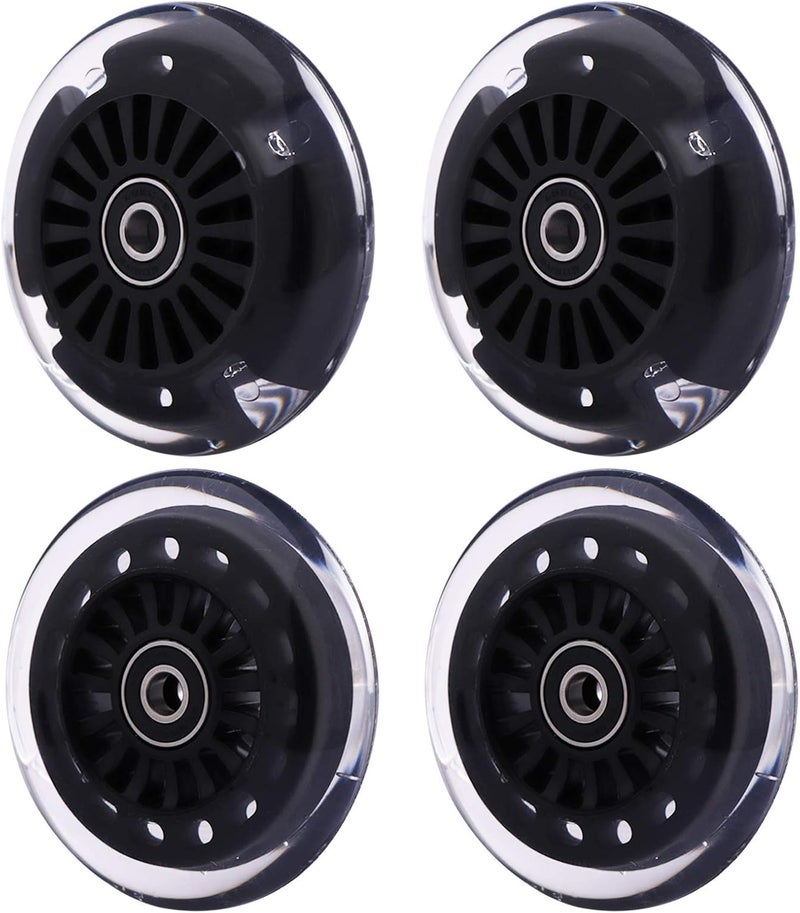 WHEELGOO Wiggle Car Polyurethane Replacement Wheels Set (Front,2P Light Up), Swing Car Wheels Pack (Rear,2P Narrower) Upgrade for Ride-on Toys (Black) - Image 1
