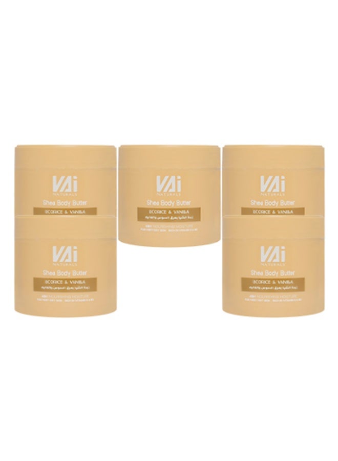 VAI 5 قطع زبدة الشيا للجسم برائحة العرقسوس والفانيليا ترطيب مغذي يدوم 48 ساعة للبشرة شديدة الجفاف غنية بفيتامين هـ - Image 1
