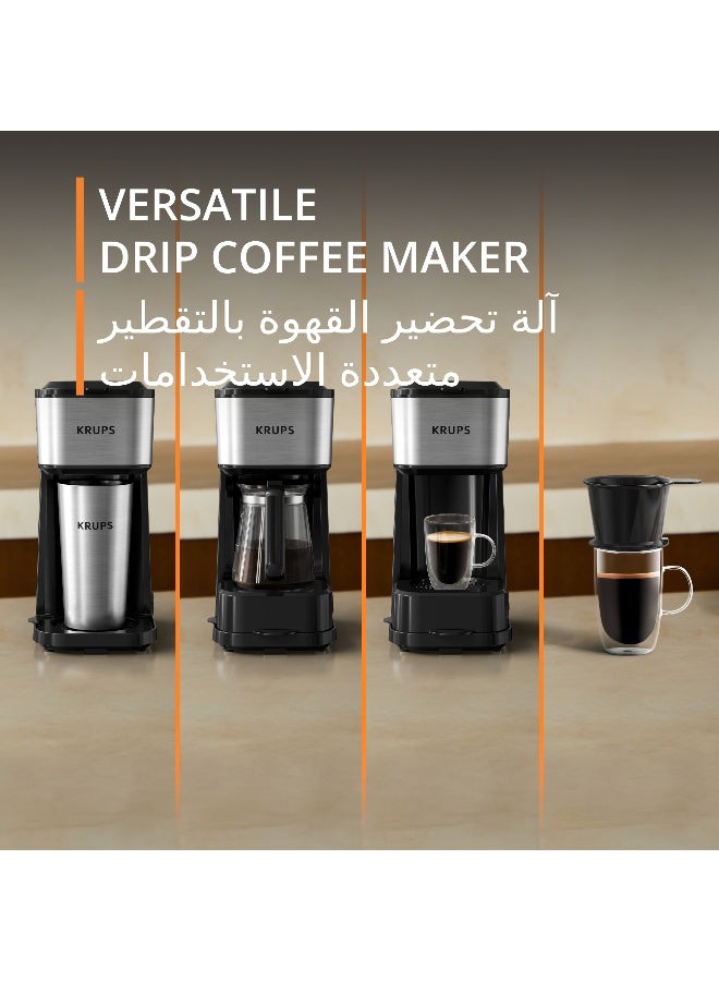 KRUPS Simply Brew 4-in-1 | Drip Coffee Maker | 3 Brewing Options | Heat-Resistant Glass Carafe | Travel Mug | KM207DM0 450 ml 650 W KM207DM0 Stainless steel - Image 3