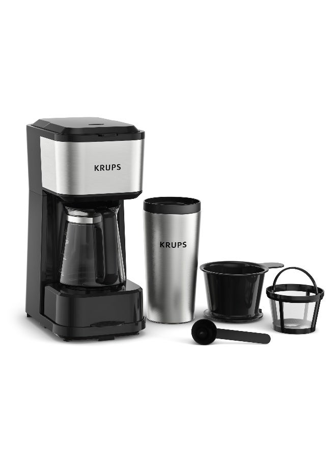 KRUPS Simply Brew 4-in-1 | Drip Coffee Maker | 3 Brewing Options | Heat-Resistant Glass Carafe | Travel Mug | KM207DM0 450 ml 650 W KM207DM0 Stainless steel - Image 1