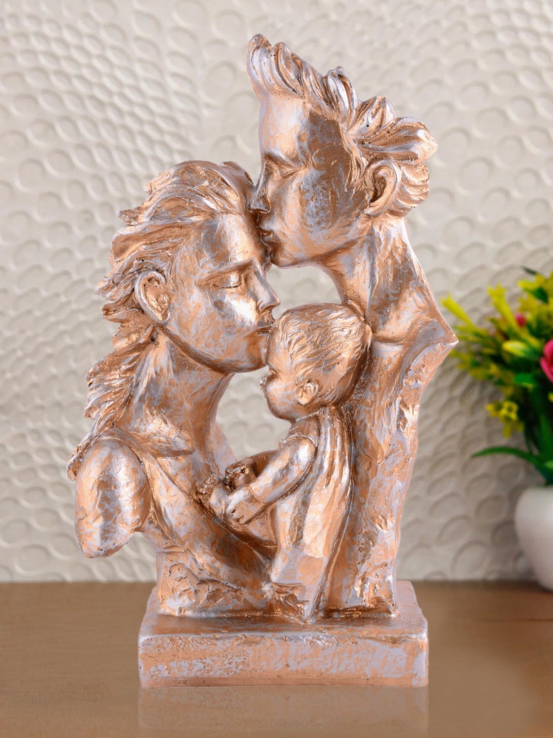 zart Mother & Father with Child Love Statue Showpiece (Golden), 12 cm , 12 cm - Image 2