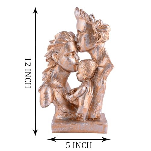zart Mother & Father with Child Love Statue Showpiece (Golden), 12 cm , 12 cm - Image 4