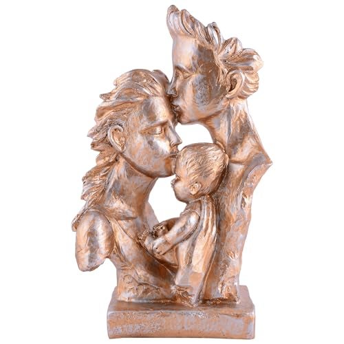 zart Mother & Father with Child Love Statue Showpiece (Golden), 12 cm , 12 cm - Image 3