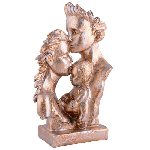 zart Mother & Father with Child Love Statue Showpiece (Golden), 12 cm , 12 cm - Image 5