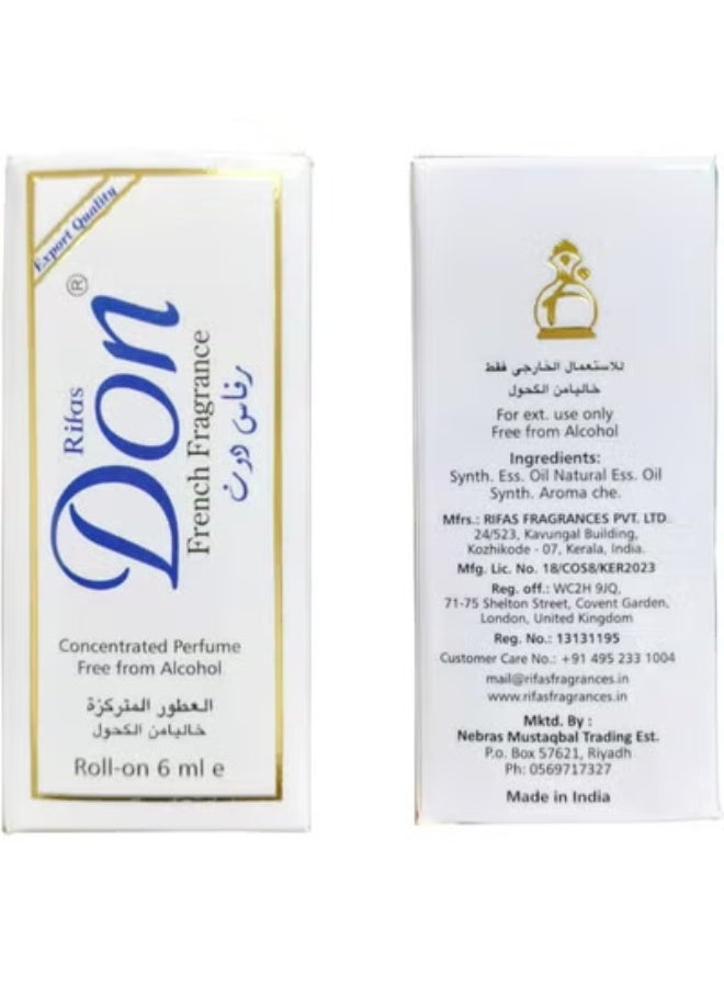 ريفيس عطر دون الفرنسي الدوار، خالٍ من الكحول، 6 مل - عطر زيتي منعش يدوم طويلاً، مناسب للرجال والنساء. (عبوة من  12 قطع) - Image 4