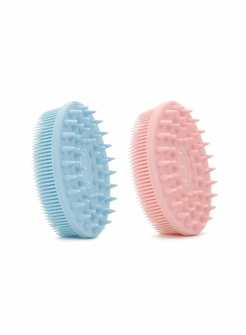 2Pcs Upgrade 2 in 1 Bath and Shampoo Brush, Silicone Body Scrubber for Use Shower, Exfoliating Premium Loofah, Head Scrubber, Scalp Massager/Brush, Wet Dry, Easy to Clean - Image 1