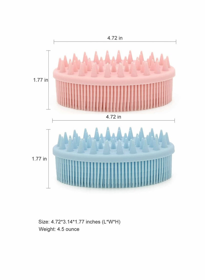 2Pcs Upgrade 2 in 1 Bath and Shampoo Brush, Silicone Body Scrubber for Use Shower, Exfoliating Premium Loofah, Head Scrubber, Scalp Massager/Brush, Wet Dry, Easy to Clean - Image 3