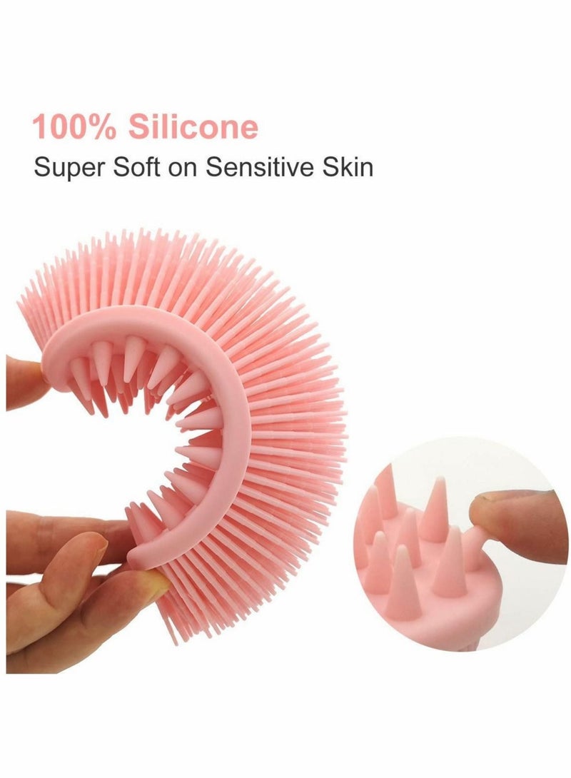 2Pcs Upgrade 2 in 1 Bath and Shampoo Brush, Silicone Body Scrubber for Use Shower, Exfoliating Premium Loofah, Head Scrubber, Scalp Massager/Brush, Wet Dry, Easy to Clean - Image 4