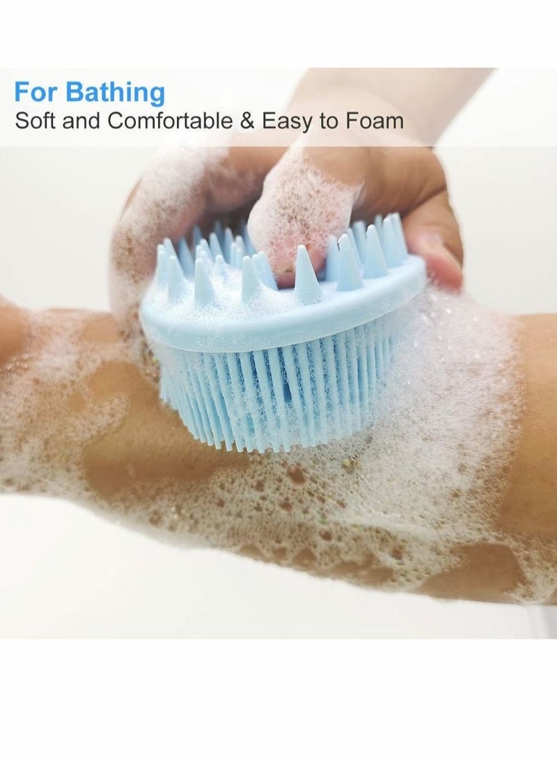 2Pcs Upgrade 2 in 1 Bath and Shampoo Brush, Silicone Body Scrubber for Use Shower, Exfoliating Premium Loofah, Head Scrubber, Scalp Massager/Brush, Wet Dry, Easy to Clean - Image 5