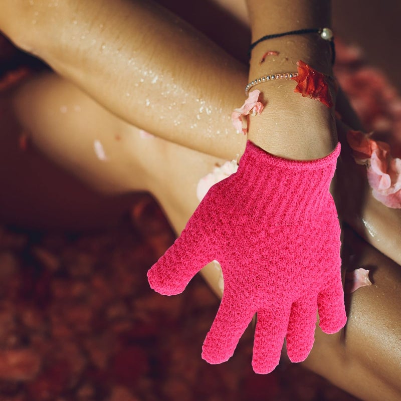 Exfoliating Gloves 4 Pcs Bath Mitts Five Fingers Body Scrubber Dead Skin Removal with Hanging Loop - Image 5