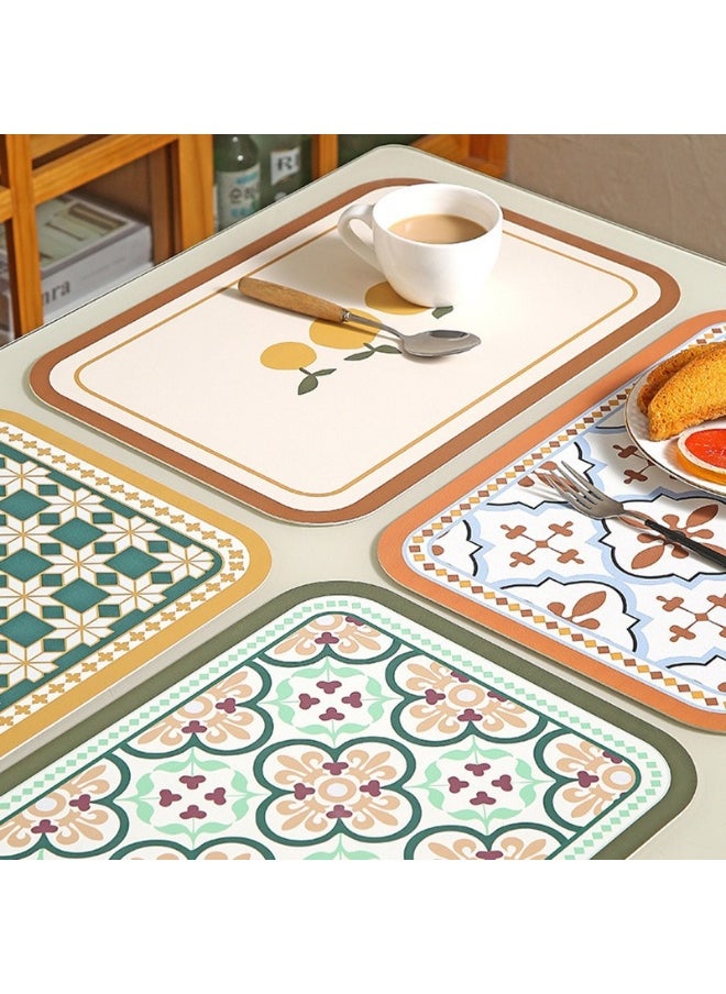 NIBEMINENT 2pcs Garden Style Placemat Insulated Mat Waterproof And Oil Proof Table Mat  - Image 2