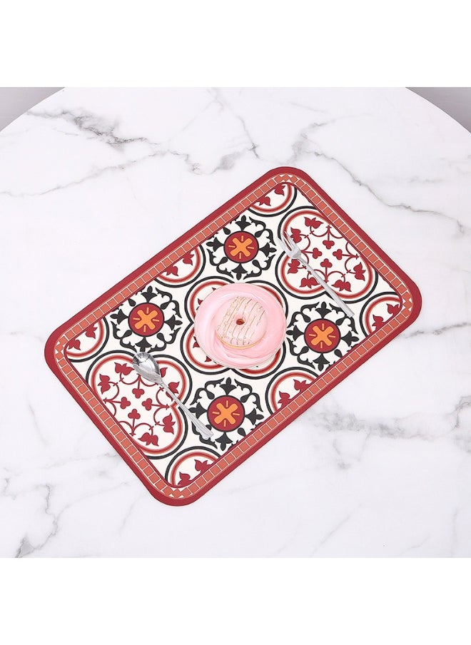 NIBEMINENT 2pcs Garden Style Placemat Insulated Mat Waterproof And Oil Proof Table Mat  - Image 1