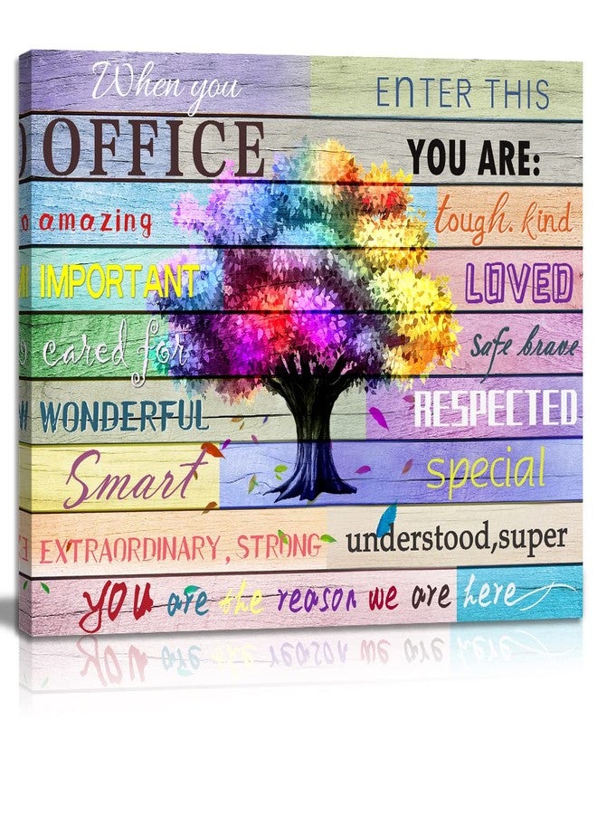 WOWGOOMO لوحات جدارية ملهمة، شعارات مكتبية، اقتباسات، لوحات أشجار ملونة، صور، لوحات كتان رائعة، ملصقات جدارية تحفيزية لتزيين المنزل والمكتب، مطبوعات قماشية مؤطرة، مقاس 12 × 16 بوصة - Image 2