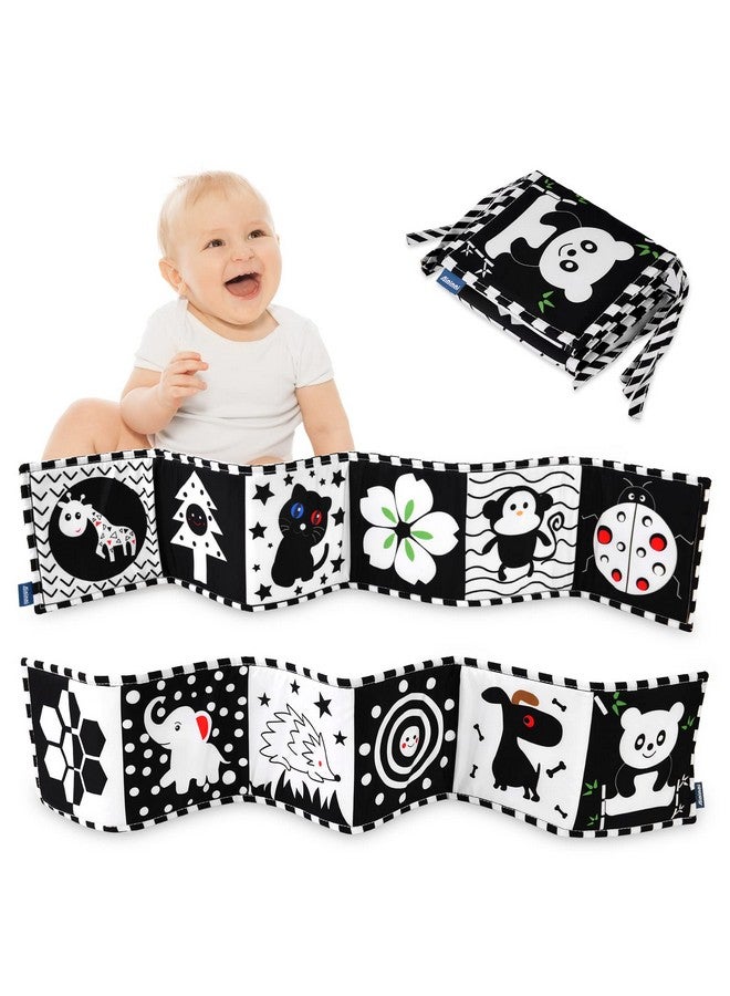 Vicloon Black And White Baby Toys, High Contrast Baby Book For Newborn 0 3 3 6 Months, Infant Tummy Time Toys, Early Education Sensory Toys, Visual Stimulation Folding Cloth Book For Boys Girls - Image 1