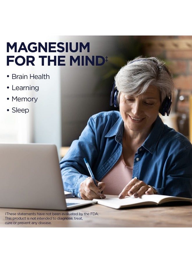 Think Magnesium Lthreonate 2000 Mg ; Learning Brain Health & Memory Function Support W/Magtein ; Vegan No Gluten & Nongmo ; 60 Tablets