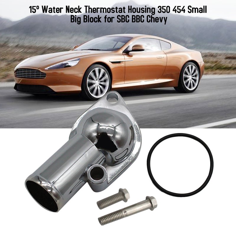 Water Neck Thermostat Housing 15 Degree 350 454 Small Big Block for SBC BBC Chevy Chrome - Image 2